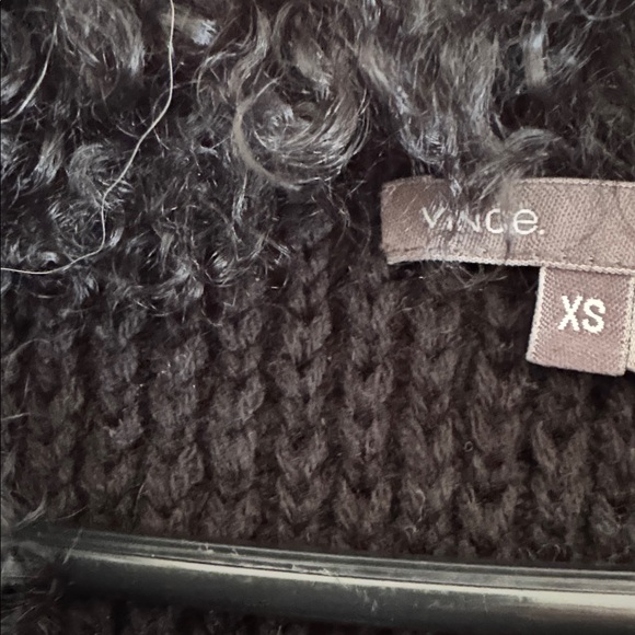 Vince Black Wool Knitted Cardigan with Shearling - Picture 2 of 3